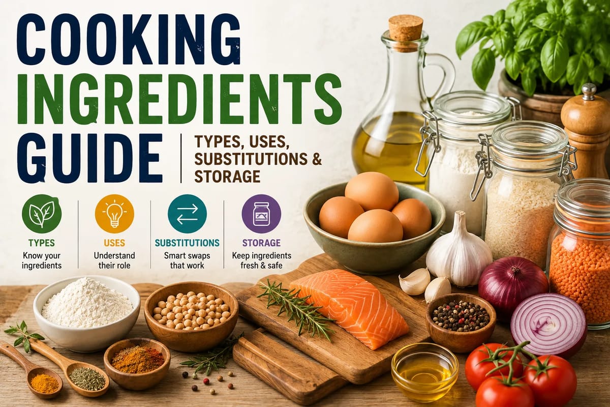 Cooking Ingredients Guide: Types, Uses, Substitutions & Storage