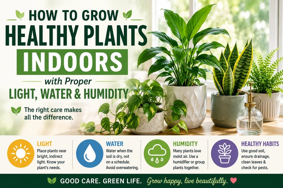How to Grow Healthy Plants Indoors With Proper Light, Water and Humidity
