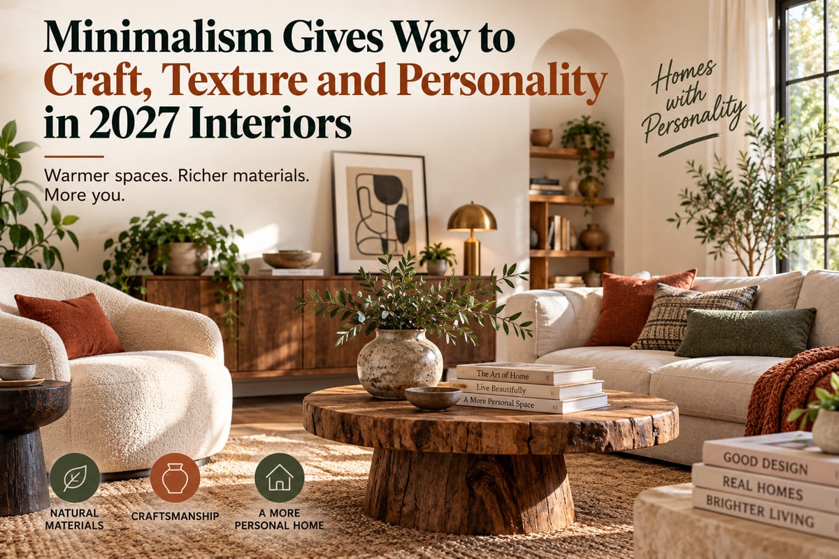 Minimalism Gives Way to Craft, Texture and Personality in 2027 Interiors
