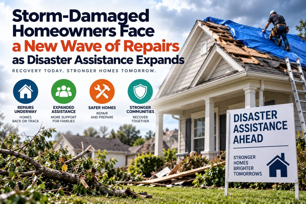 Storm-Damaged Homeowners Face a New Wave of Repairs as Disaster Assistance Expands
