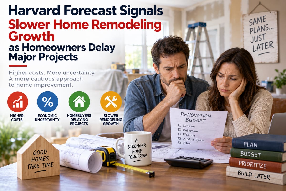 Harvard Forecast Signals Slower Home Remodeling Growth as Homeowners Delay Major Projects