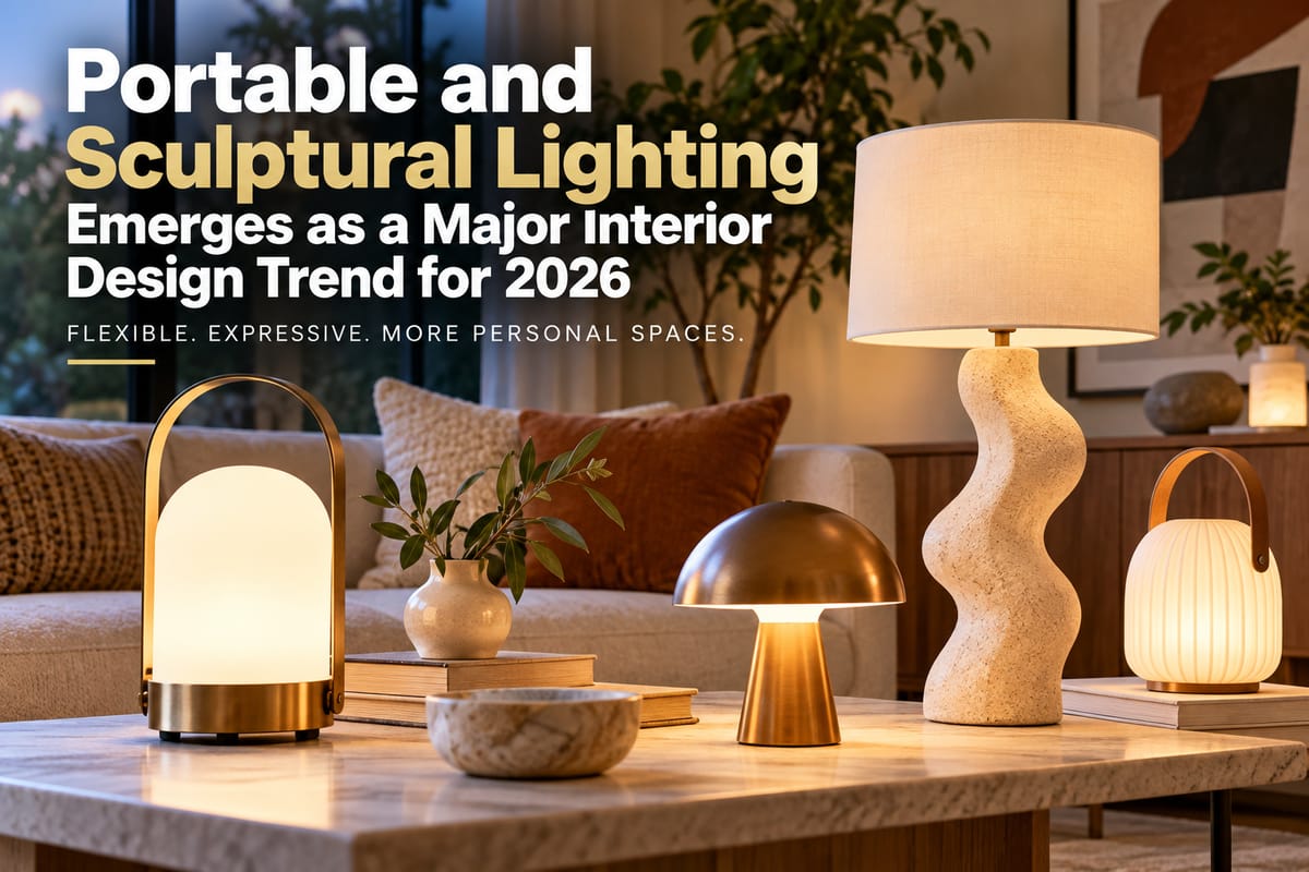 Portable and Sculptural Lighting Emerges as a Major Interior Design Trend for 2026