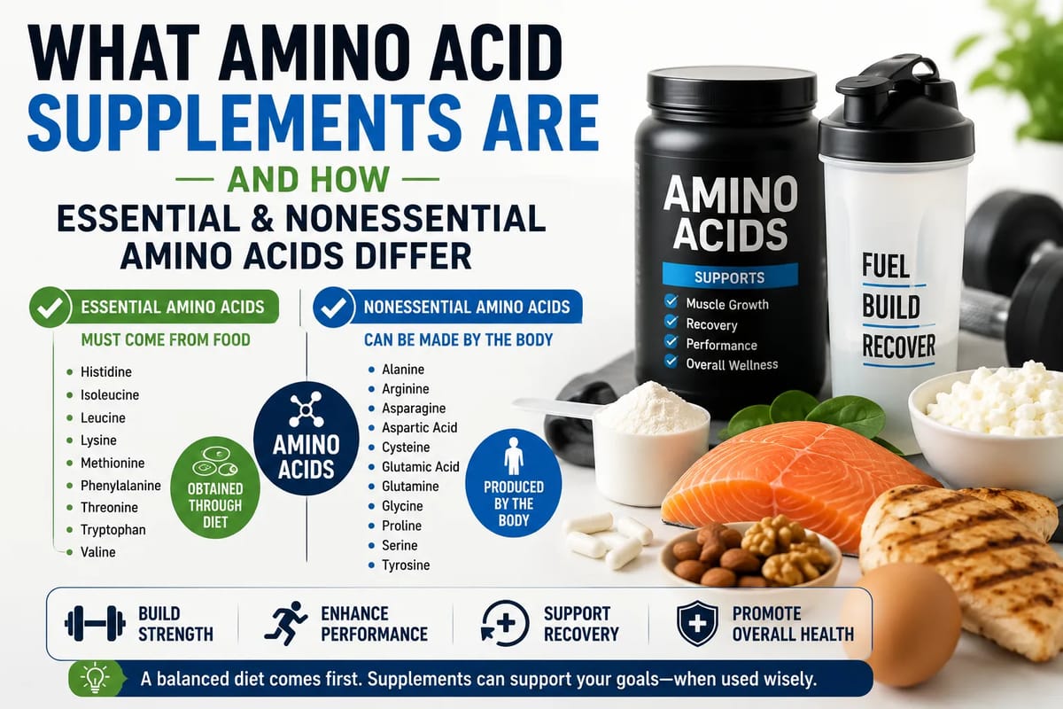 What Amino Acid Supplements Are and How Essential and Nonessential Amino Acids Differ