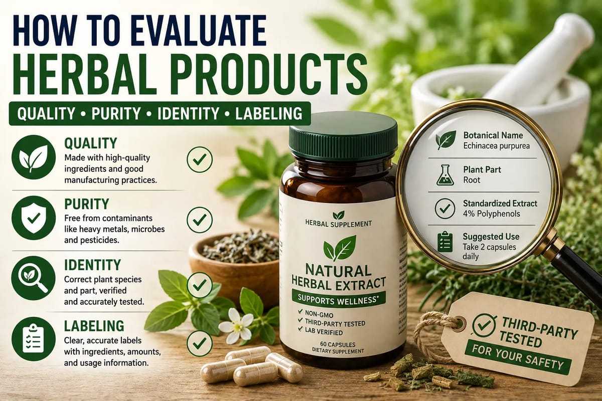 How to Evaluate the Quality, Purity, Identity, and Labeling of Herbal Products