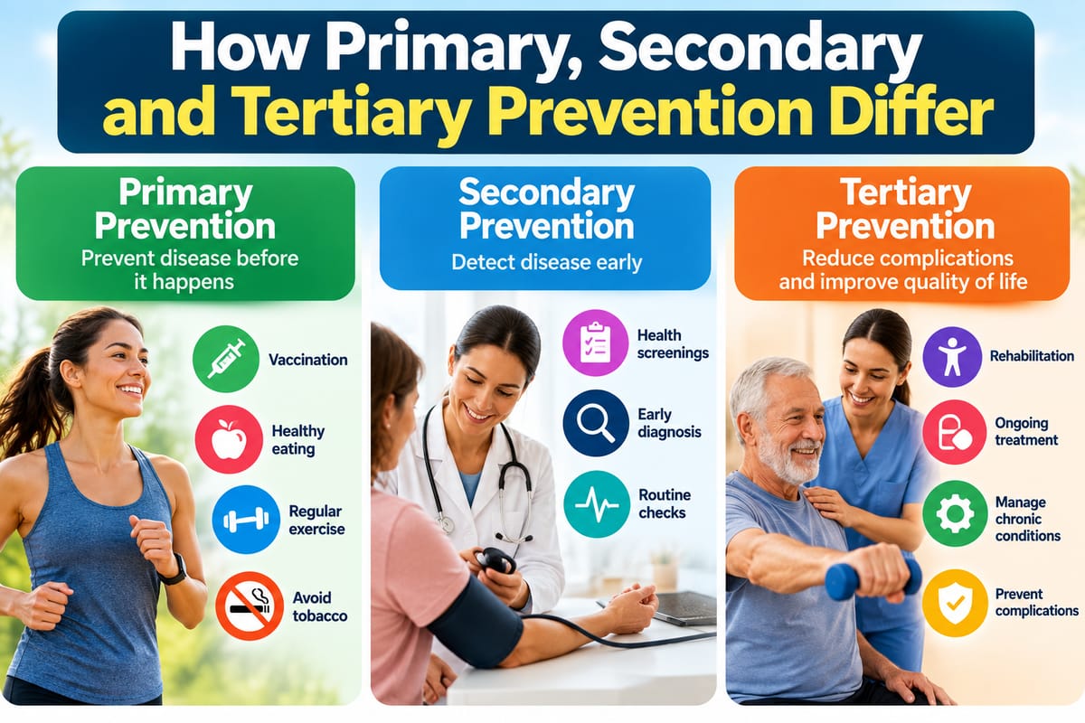 How Primary, Secondary, and Tertiary Prevention Differ